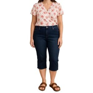 Gloria Vanderbilt Amanda Capri Jeans‎ Size 16 Dark Wash Slimming Panel